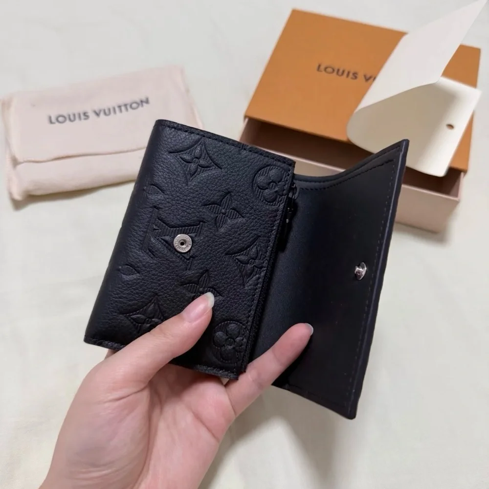 Louis Vuitton Black Embossed Monogram Compact Wallet